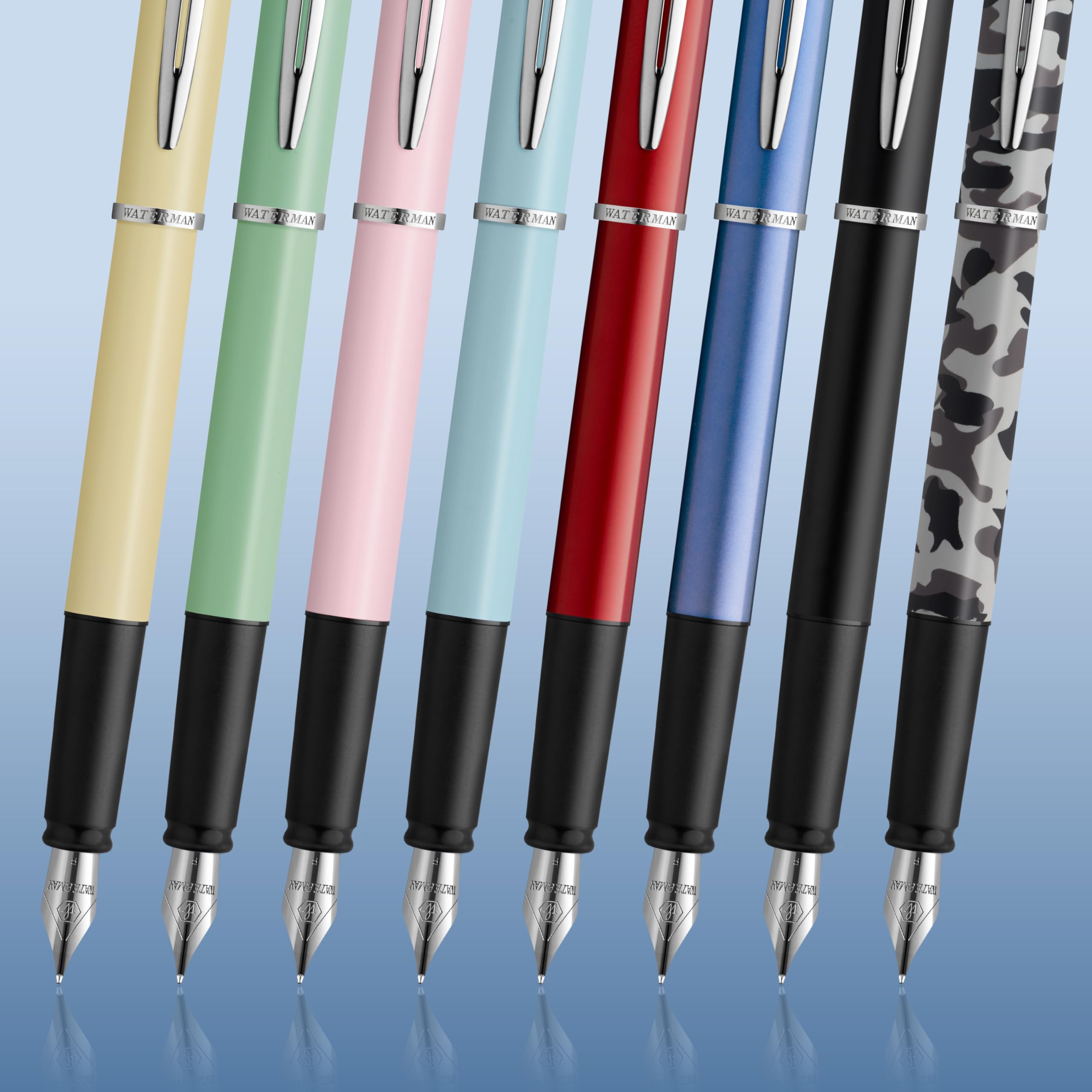 Amazon | Waterman® Allure 万年筆 細字 0.5mm 迷彩バレル ブルー